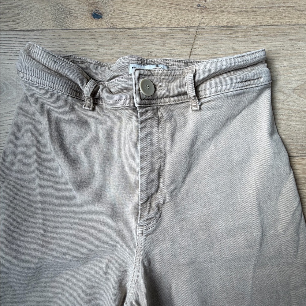 Zara High-Waisted Cropped Flare Jeans | Tan | US 8 - Picture 4 of 7